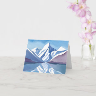 Carte Chaîne de montagnes Paysage aquarelle bleue