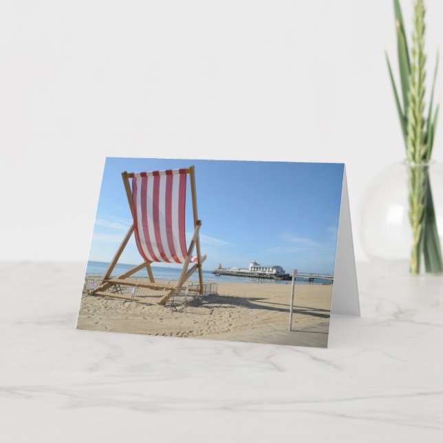 CARTE CHAISE LONGUE GÉANTE, PLAGE DE BOURNEMOUTH, (Devant)