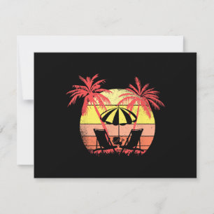 Carte Chaises de plage Parasol Eté Coucher de soleil 80s
