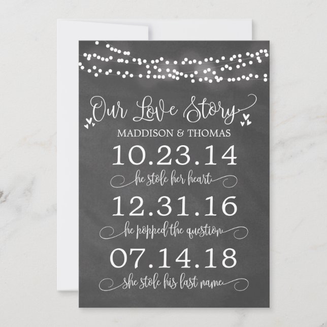 Carte Chalk éclaire notre histoire d'amour Timeline Déco (Devant)