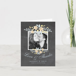 Carte Chalkboard Floral Carré Photo Love Thanks