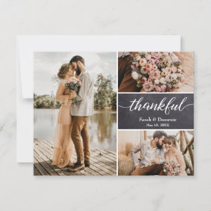 Carte Chalkboard Mariage Thankful Custom Photo Collage