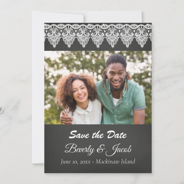 Carte Chalkboard Photo Enregistrer la date (Devant)