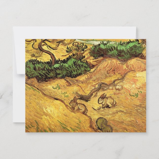 Carte Champ avec deux lapins par Vincent van Gogh (Devant)