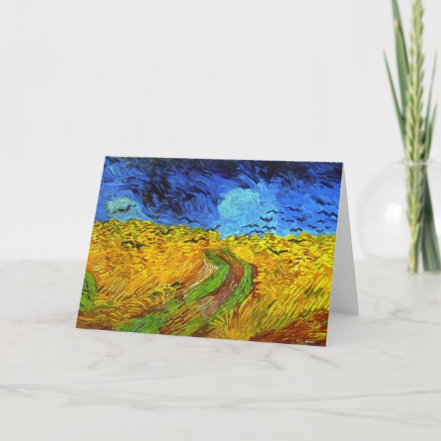 Carte Champ de blé avec corbeaux Van Gogh Art (Devant)