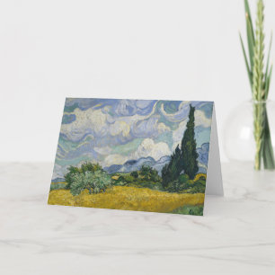 Carte Champ de blé avec cyprès, peinture à l'huile, Van