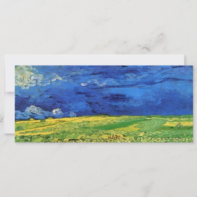 Carte Champ de blé sous ciel nuageux par Vincent van Gog (Devant)