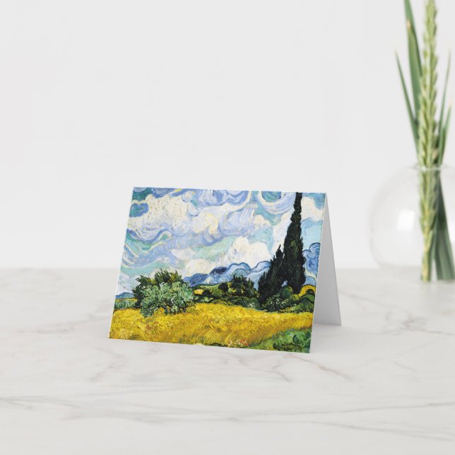 Carte Champ de blé Vincent Van Gogh avec Cyprès (Devant)