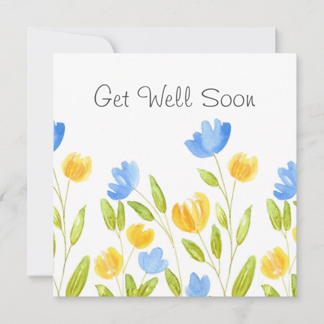 Carte Champ de fleurs bleu jaune (Devant)