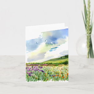 Carte Champ de fleurs sauvages aquarelle personnalisable