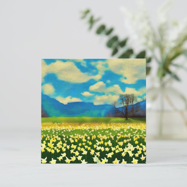 Carte Champ de jonquilles - peinture (Debout devant)