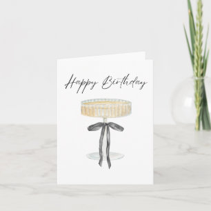 Carte Champagne Black Ribbon Bow Aquarelle Anniversaire