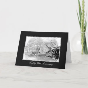 Carte Champagne et rose du 40e anniversaire