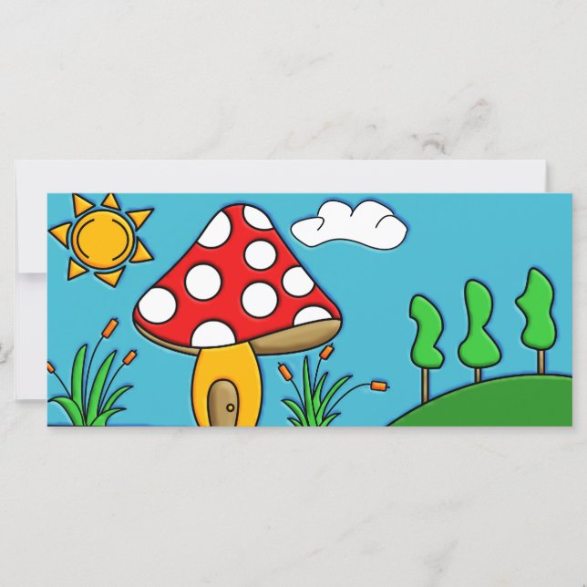 Carte champignon rouge mignon (Devant)