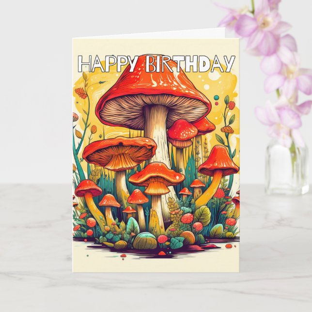 Carte Champignons de forêt imaginative germination (Orchidée)