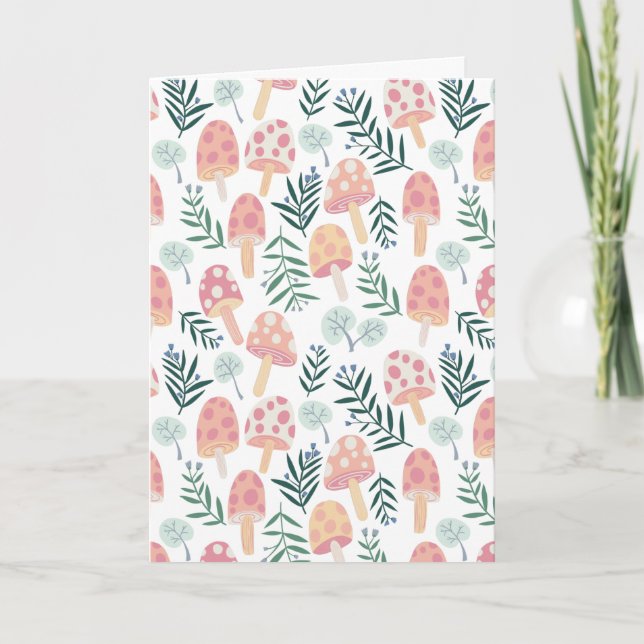 Carte Champignons magiques Motif de forêt mignonne (Devant)