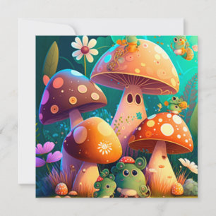 Carte Champignons mignons dans la forêt