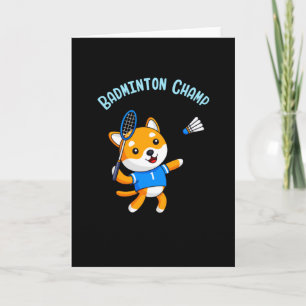 Carte Champion de badminton Cute Dog Kids Sport