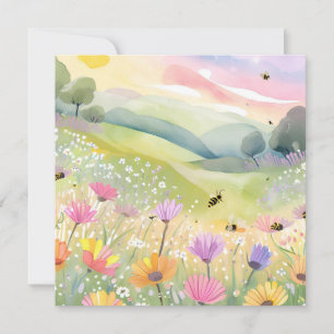 Carte Champs de fleurs d'abeilles printanières   Nature 