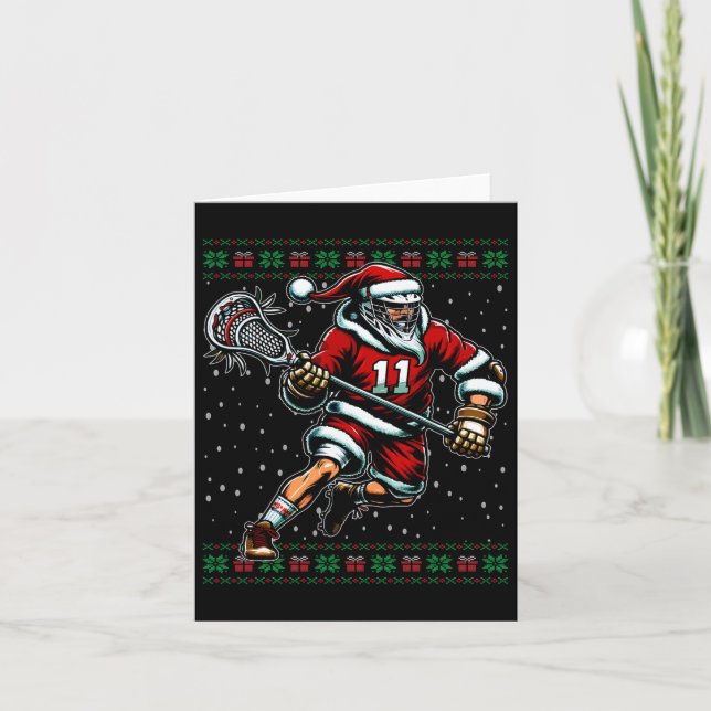 Carte Chandail de Noël moche père Noël Lacrosse (Devant)