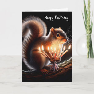 Carte Chandelles d'anniversaire de l'écureuil