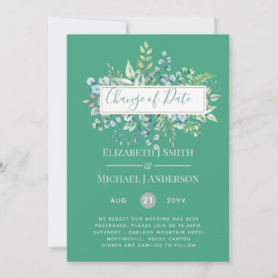 Carte Changement de plan Date Greenery Eucalyptus Event