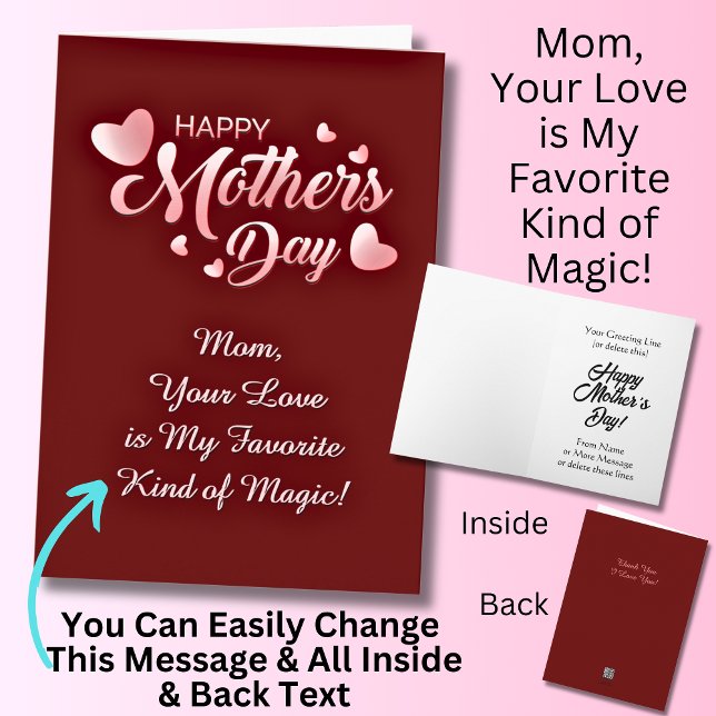 Carte Changer de texte, maman, ton amour est ma magie pr (Créateur téléchargé)