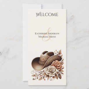 Carte Chapeau de cowgirl Country Western avec fleurs