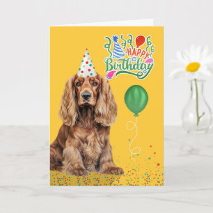 Carte Chapeau de fête de chien Cocker Spaniel Jaune Anni