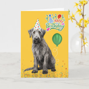 Carte Chapeau de fête jaune pour chien lévrier irlandais