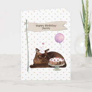 Carte Chapeau de fête pour l'anniversaire de chat birman