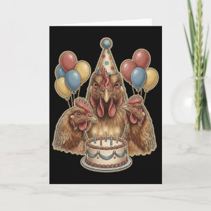 Carte Chapeau de gâteau de fête d'anniversaire de poulet