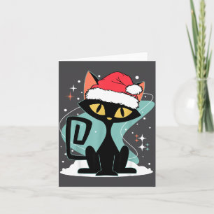 Carte Chapeau de Noël de Santa pour chat moderne du mili