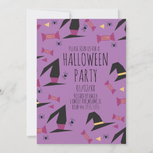 Carte Chapeau de sorcière araignée pour fête d'Halloween
