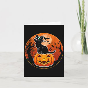Carte Chapeau de sorcière de chat noir Halloween mignon