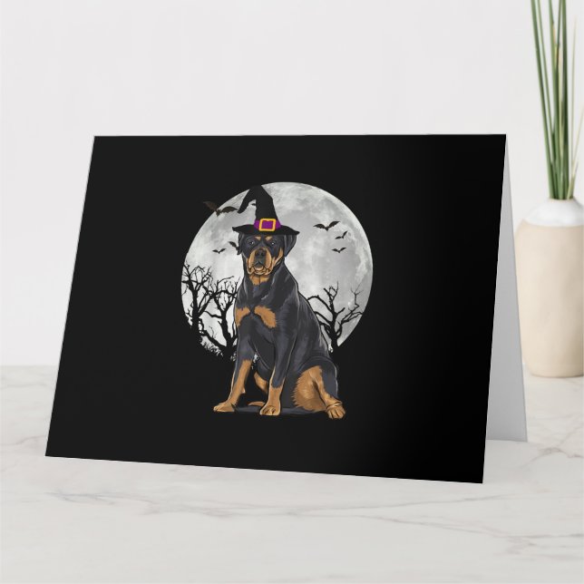 Carte Chapeau de sorcière Halloween avec Rottweiler effr (Devant)