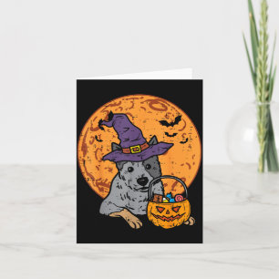 Carte Chapeau de Sorcière Lune Citrouille Lanterne Hallo