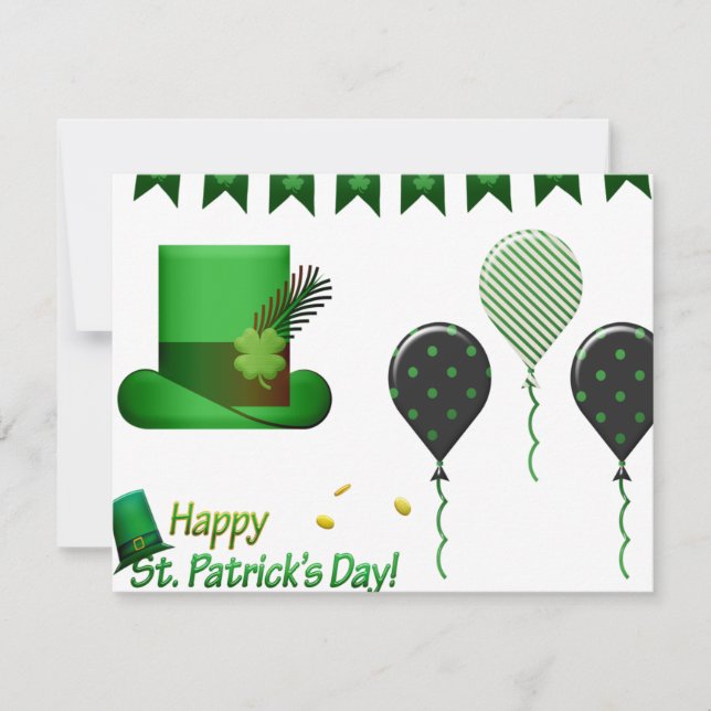 Carte Chapeau et ballons de la Saint-Patrick  (Devant)