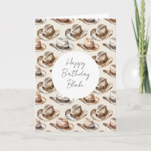 Carte Chapeaux d'Aventure Crème Marron Anniversaire