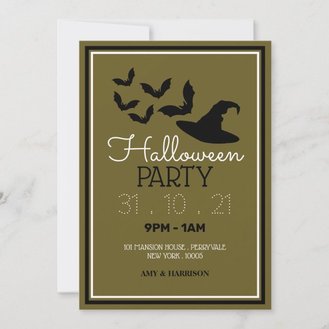 Carte Chapeaux et battes, Soirée d'Halloween (Devant)