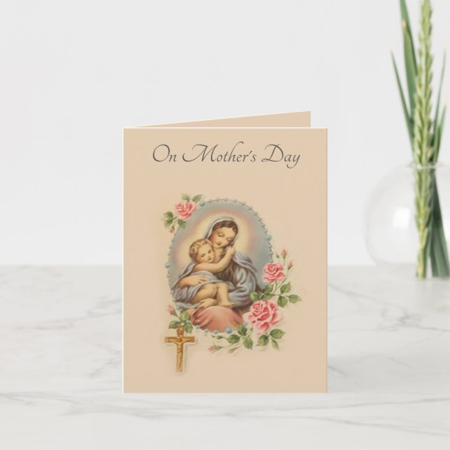 Carte Chapelet de roses de Jésus Mary de jour de mères (Devant)