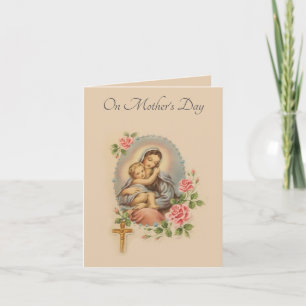 Carte Chapelet de roses de Jésus Mary de jour de mères