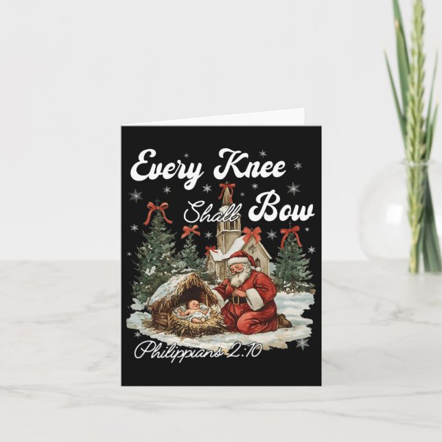 Carte Chaque genou Bow Noël chrétien (Devant)