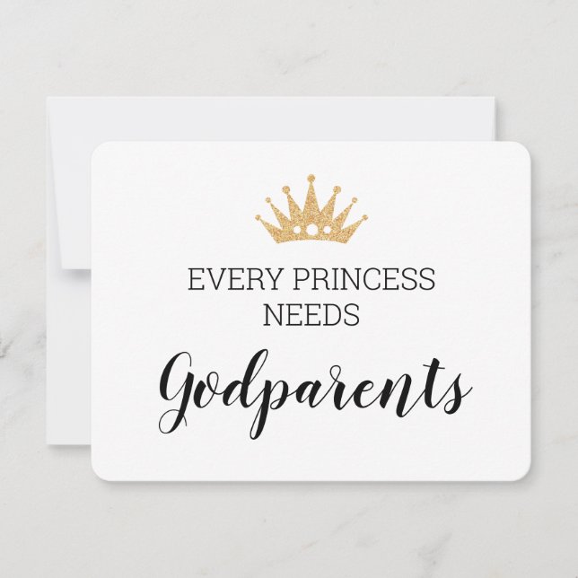 Carte Chaque Princesse A Besoin De Godparents Baptême Dé (Devant)