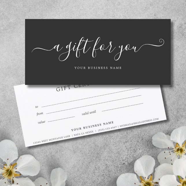 Carte Charcoal Grey Business Cadeau Certificat Élégant (Charco Gray Gift Certificate )