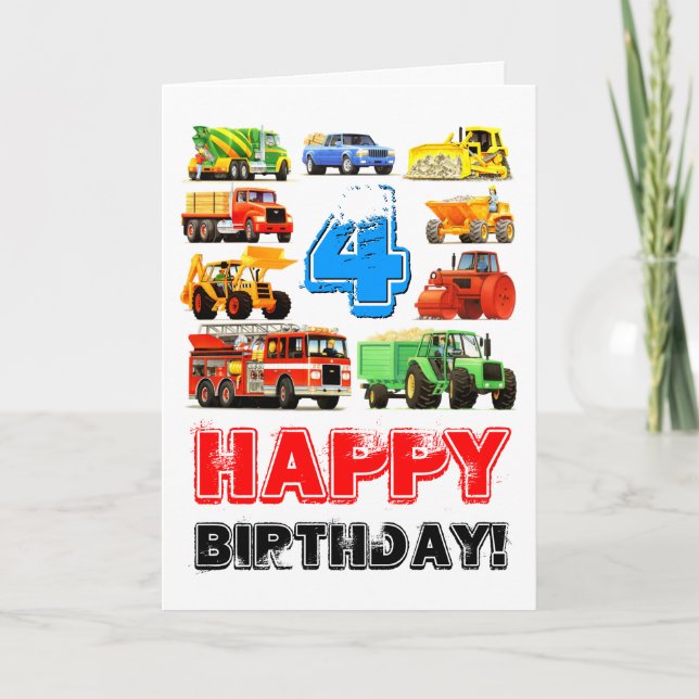 Carte Chariot de construction sur mesure pour enfants 4e (Devant)