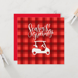 Carte  Chariot de golf avec salutation de saison sur rou