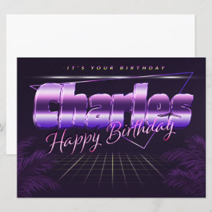 Carte Charles Name Prénom lila retro