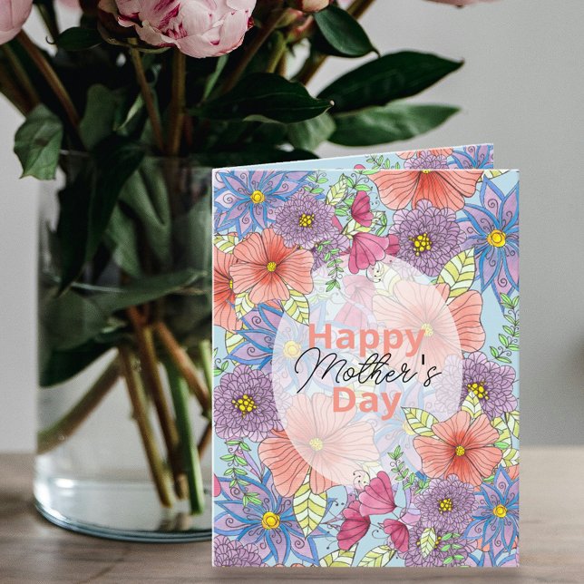 Carte Charmant aquarelle Florale Fête des Mères Botaniqu (Créateur téléchargé)