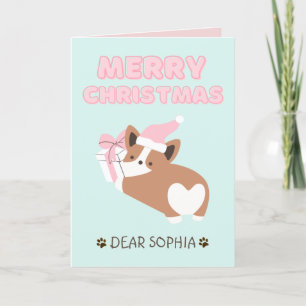 Carte Charmant chien dans un Casquette&cadeau de Noël he